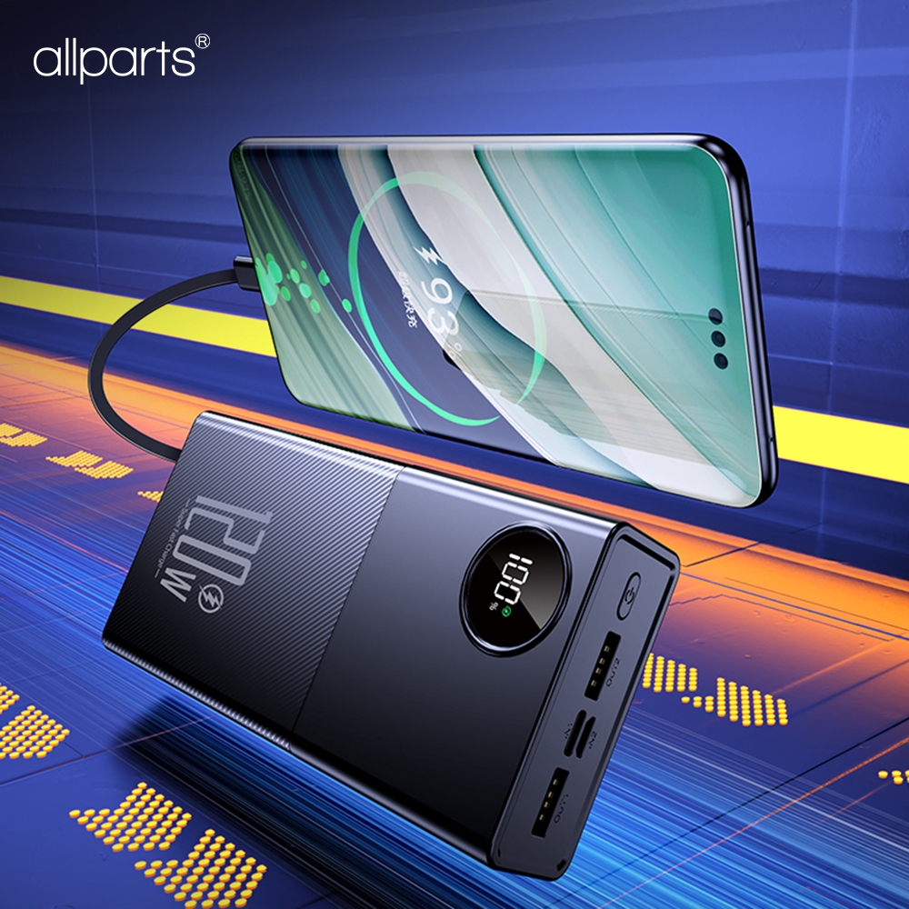 Fast Charge PD 120W Powerbank 20000mAh Power Bank Built in 4 Cables 