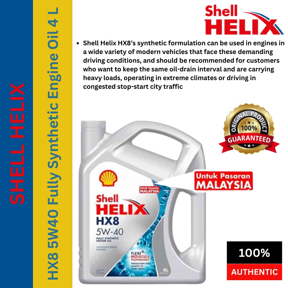 550051970 Shell Helix Hx8 5w 40 Fully Synthetic Engine Oil 4 Liter Untuk Pasaran Malaysia