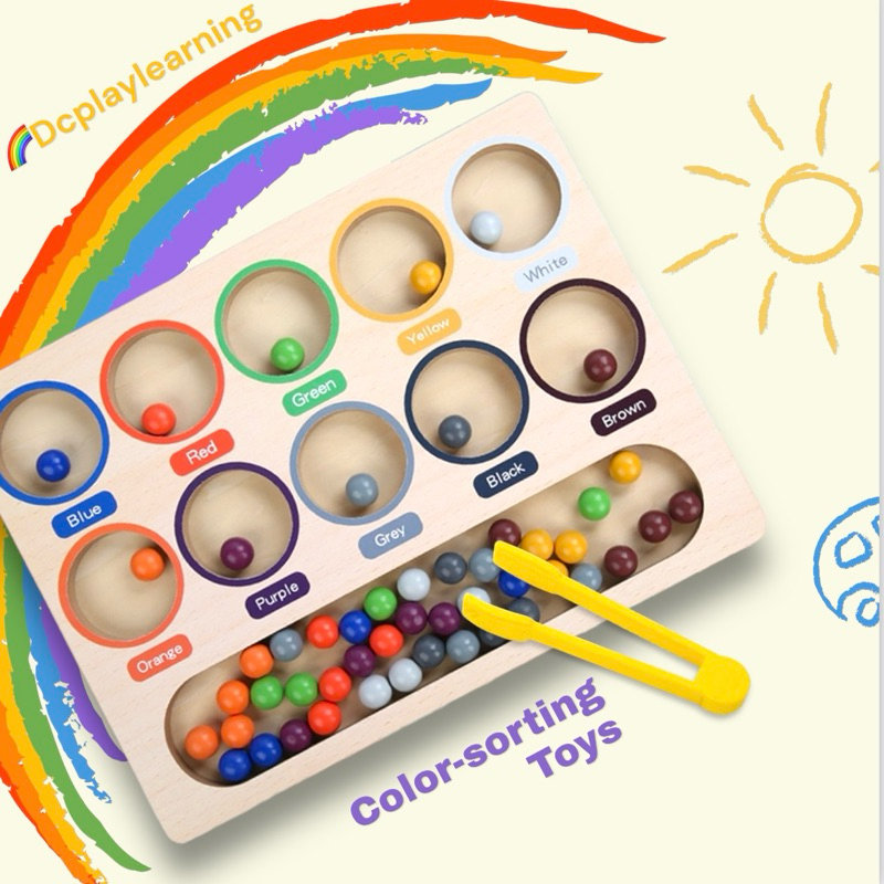 Dcplaylearning Wooden Color-Sorting Toys color activities Motor skills ...