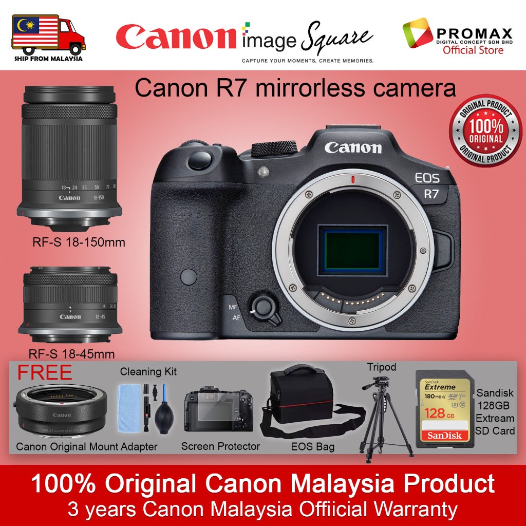 Ready Stock Canon Eos R7 Body Kit Mirrorless Camera Rf S 18 45mm 18 150mm Free Canon Mount 0769