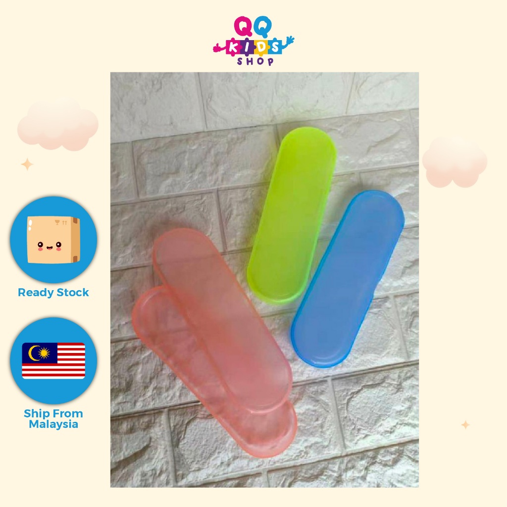 Transparent Colourful Plastic Pencil Case Kotak Pensil Stationery ...