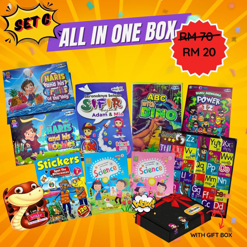 [FLASH SALE] 10 IN 1 BOX - BUKU CERITA, MEWARNA, AKTIVITI untuk anak ...