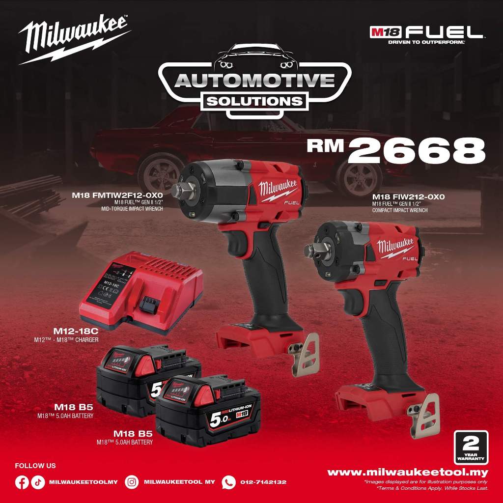Milwaukee Automotive Solution Combo Set - M18 FIW212 & M18 FMTIW2F12 ...