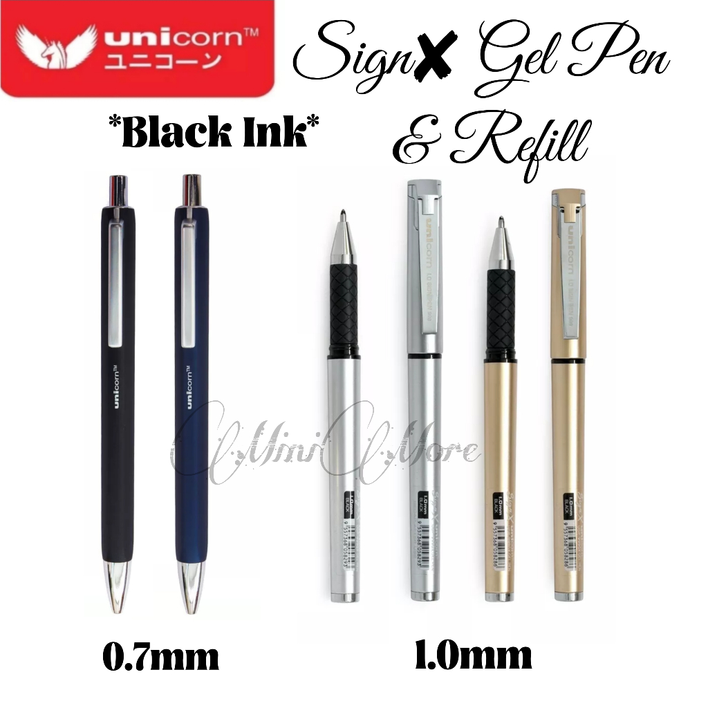(MiniMore) Unicorn Sign Gel Pen - 0.7mm / 1.0mm (Black Ink) | Shopee ...