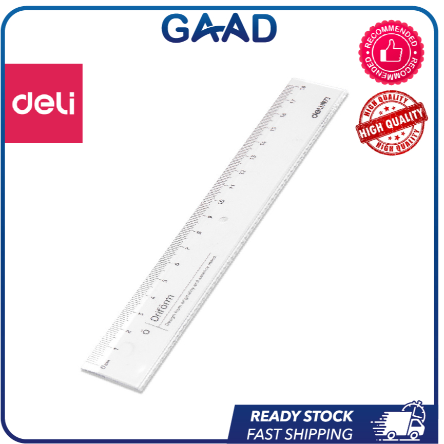 Deli Transparent Ruler 18cm Simple Ruler Student Stationery Pembaris ...