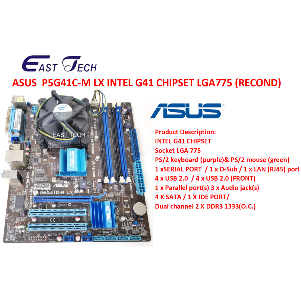 Asus P5G41C-M LX Socket 775 Motherboard WITH INTEL CELERON E7500 ...