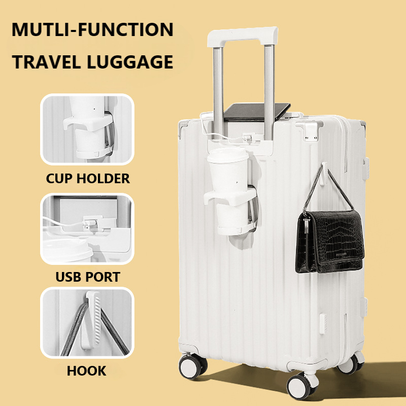 PREMIUM Luggage with Cup Holder USB Charging Port Suitcase Hand Carry Luggage 20 24 28 INCH Shopee Malaysia