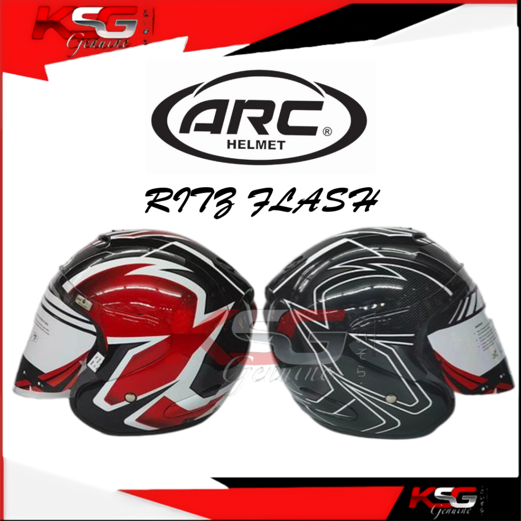 ARC RITZ HELMET NEW DESIGN FLASH COLOR RED / BLACK TOPI KELEDAR 100% ...