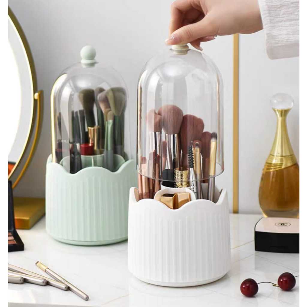 RMI 7 Slot Makeup Brushes Storage Holder, Portable Clear Lid Brush ...