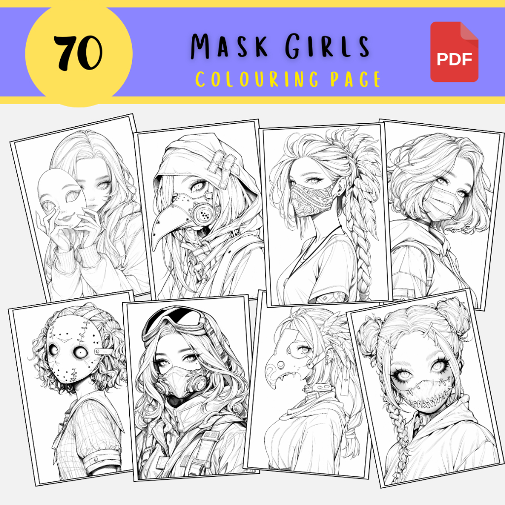 [PDF] A030 Mask Girls Colouring Pages | Adult Colouring Book | Shopee ...