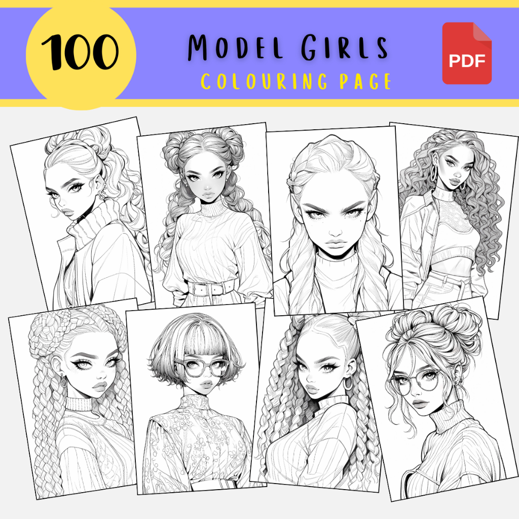 [PDF] A032 Model Girls Colouring Pages | Adult Colouring Book | Shopee ...