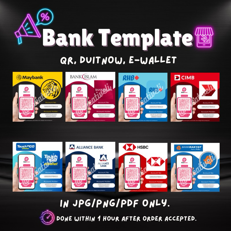 TEMPLATE AKAUN BANK | NOMBOR AKAUN DAN QR | Shopee Malaysia