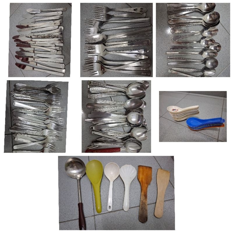clearance stock used set, stainless steel spoon, fork, steak knife ...