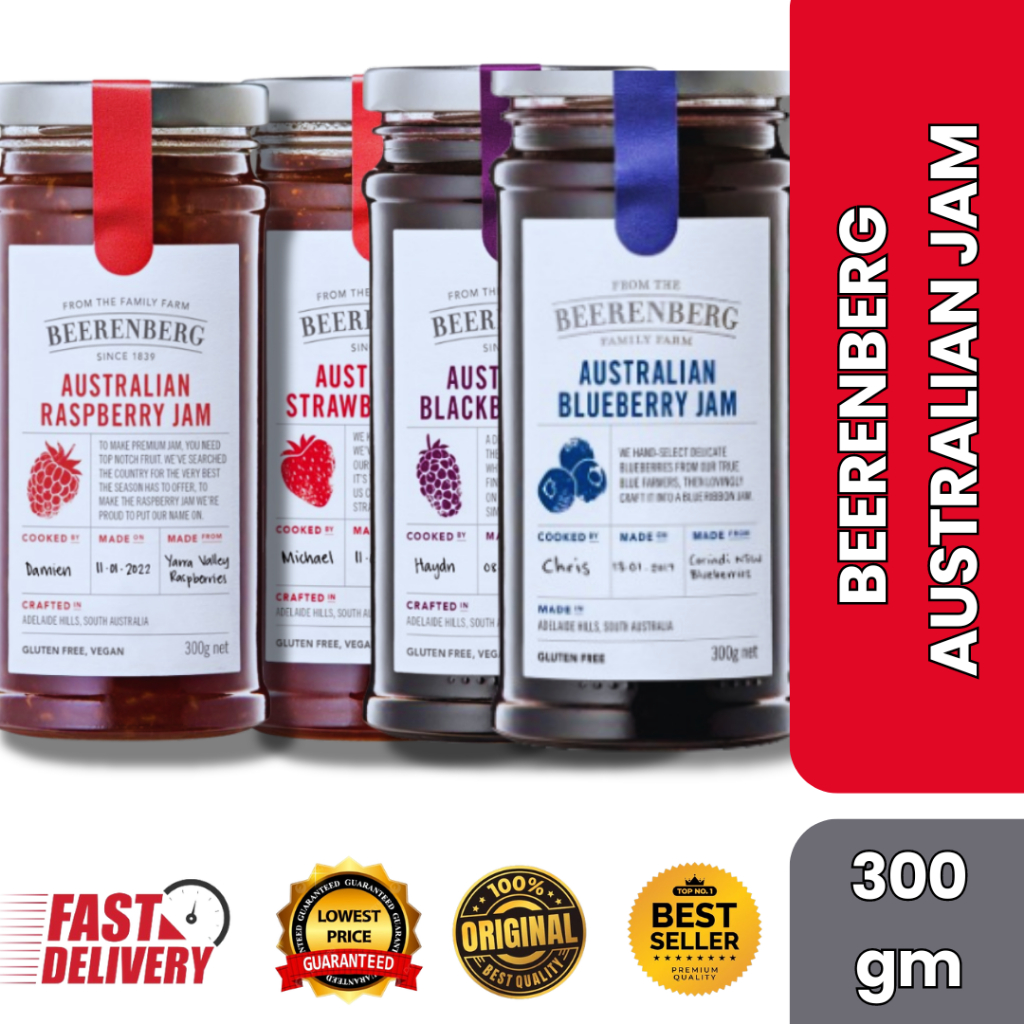 Beerenberg Jams 300gm - Strawberr, Blueberry, Raspberry & Blackberry ...