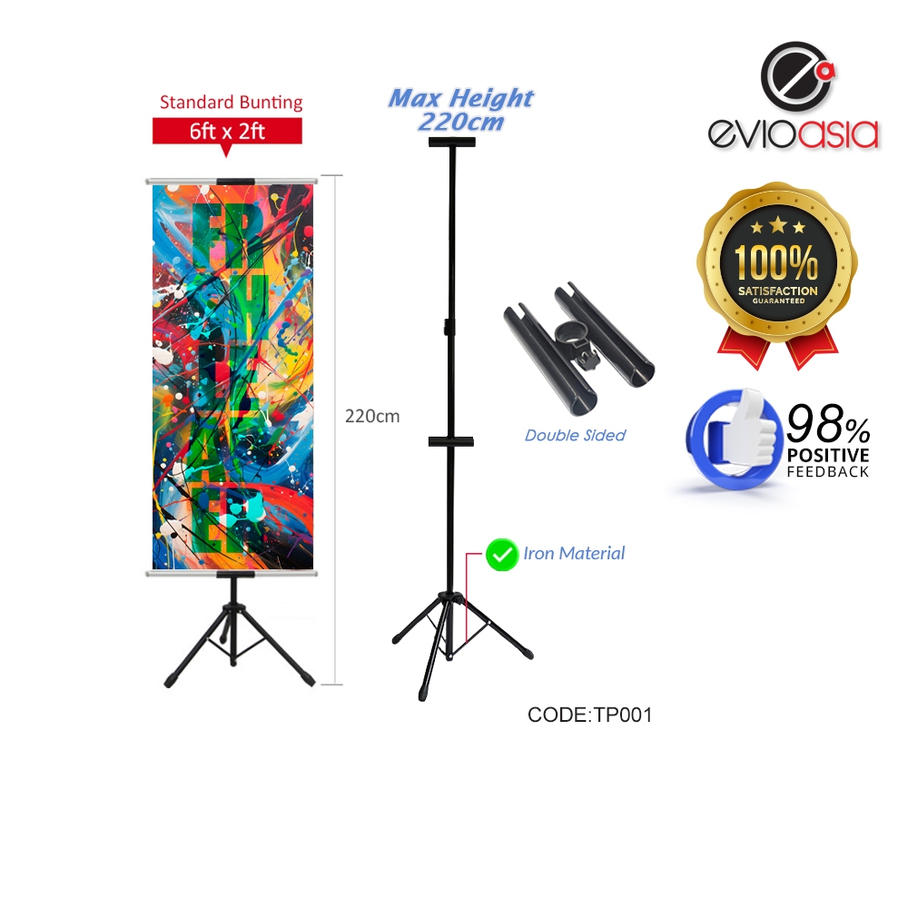 Evio Asia Tripod Banner Bunting Display Stand T Bunting Banner Double ...