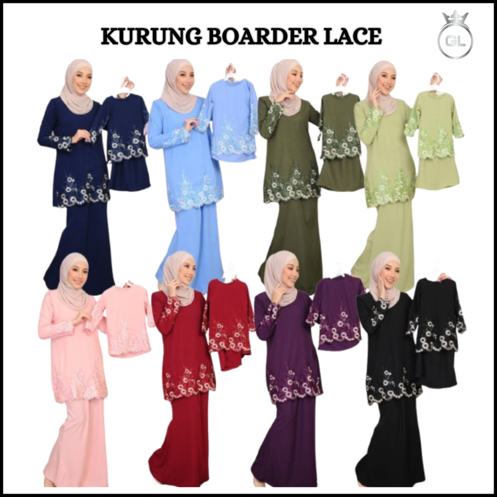 (READY STOCK) NEW BAJU KURUNG BOARDER BUNGA LACE KAIN SOFT COMOCREPE ...