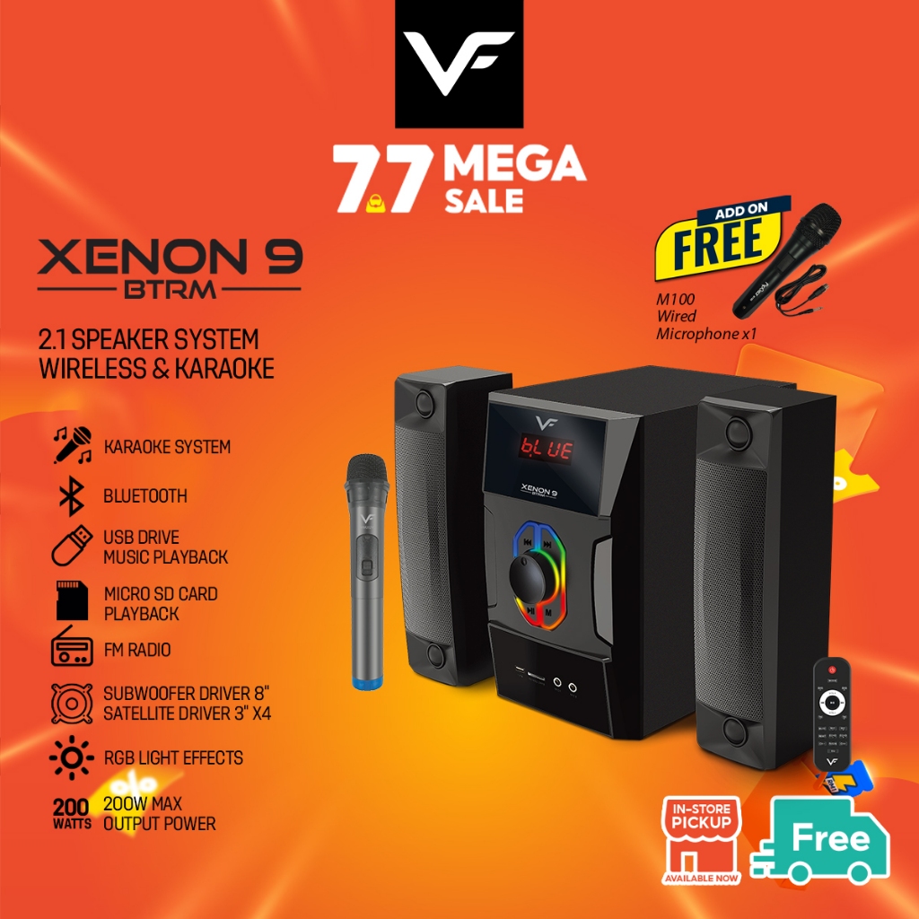 Vinnfier VF Xenon 9 BTRM 2.1 Speaker 200W Max Bluetoorh Karaoke Speaker ...