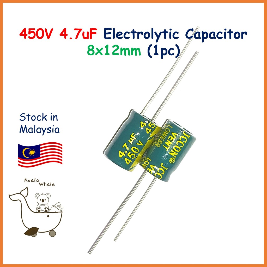 450V 4.7uF 4.7UF 450V4.7UF Electrolytic Capacitor Kapasitor Elco 8x12mm ...