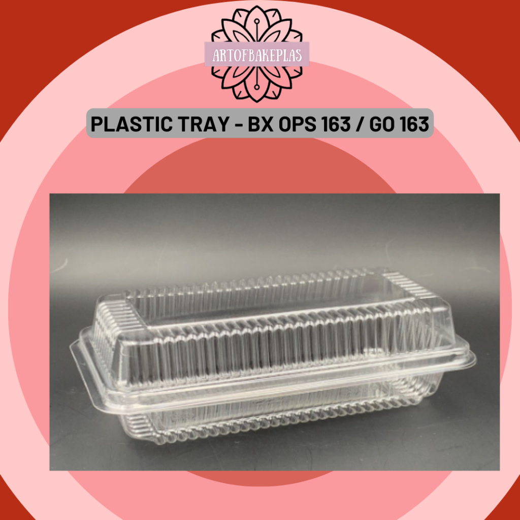 OPS-163 GO-163 Plastic Tray with Lock {50pcs} / Bakery Disposable Clear ...