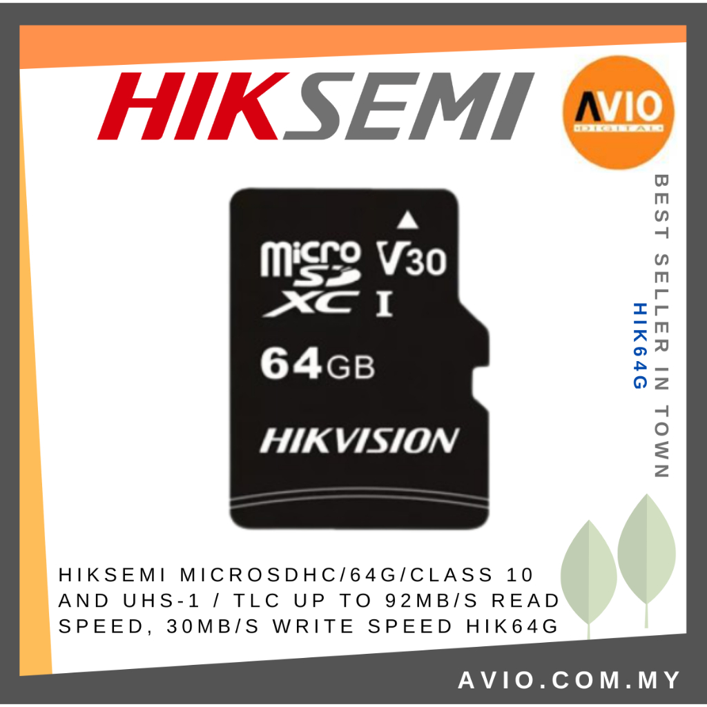 HIKSEMI HIk Semi 64GB Micro SD Card microSDHC/64G/CLASS 10 92MB/S Read ...