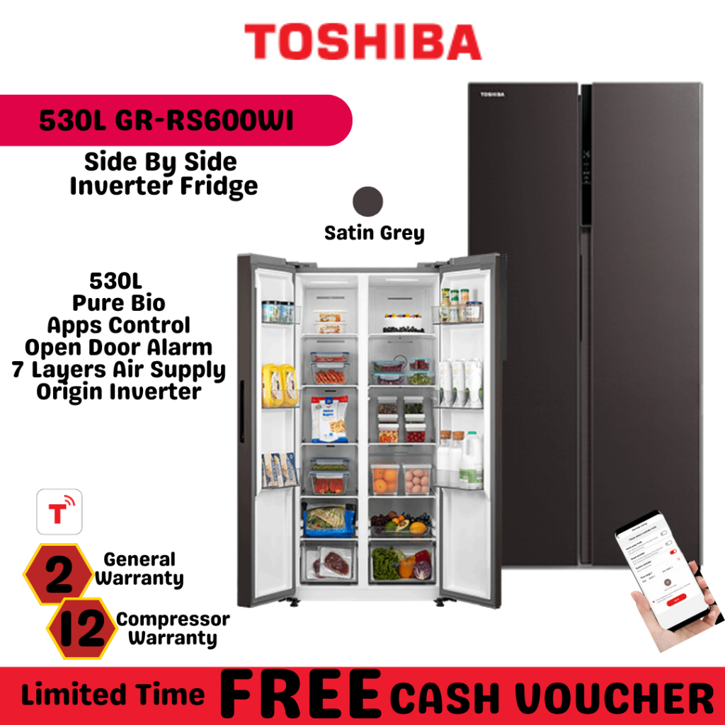 TOSHIBA 623L/620L/530L Side By Side Fridge Refrigerator Auto Ice Maker