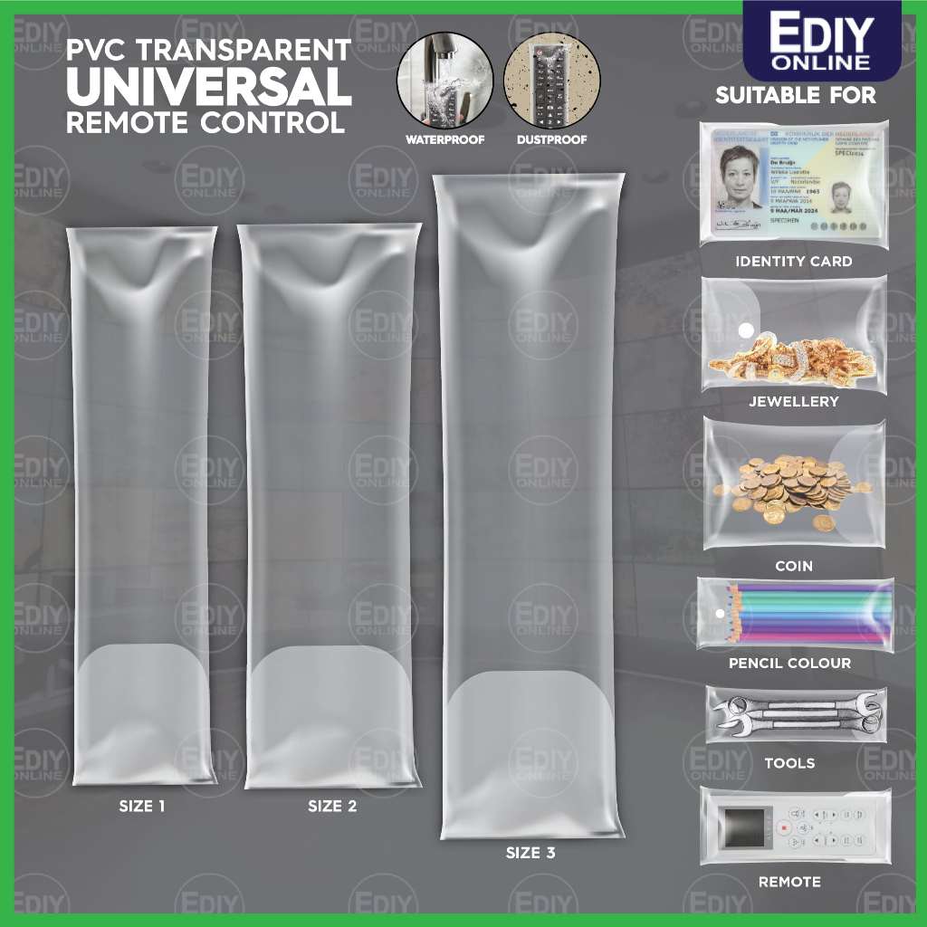 Transparent PVC TV Aircond Universal Remote Control Cover Travel ...
