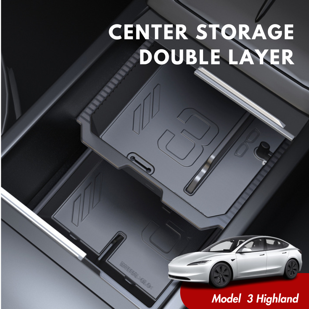 Tesla 2024 Model 3 Highland Double Layer Center Storage Box Organizer ...