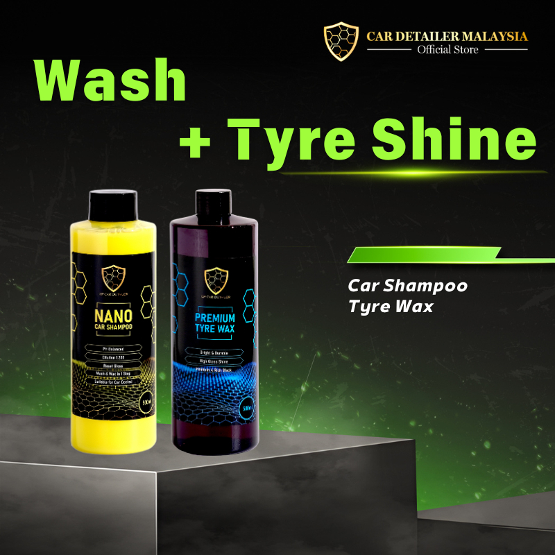 CAR Detailer【Wash + Tyre Shine】Nano Car Shampoo + Premium Tyre Wax ...