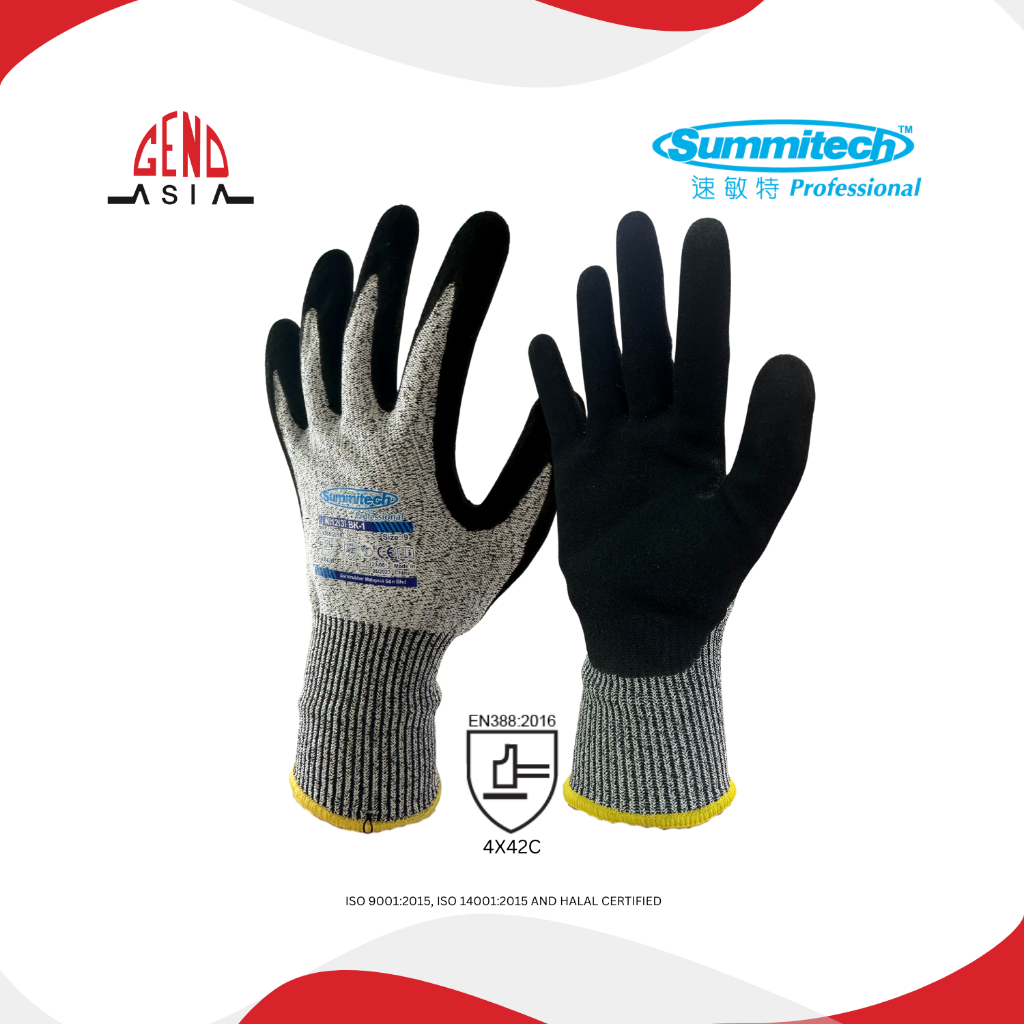 Summitech Multipurpose Anti Cut Gloves 𝐍𝐈𝟏𝟐(𝟑) 𝐁𝐊-𝟏 - SIZE 9 ...