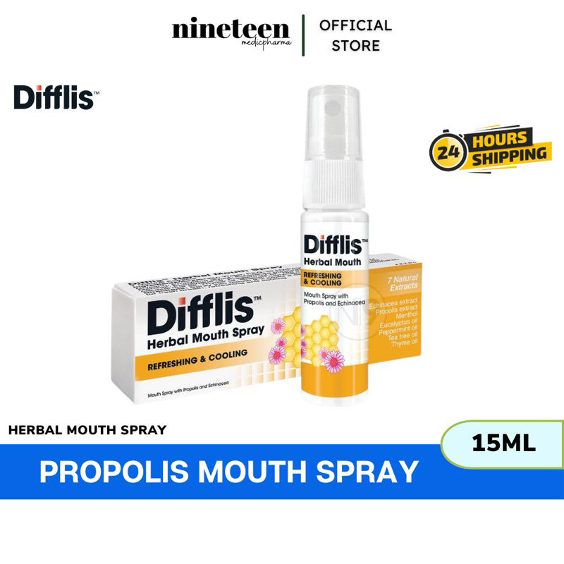 Difflis Herbal Mouth Spray with Propolis - Fast Soothing Relief (15ml ...