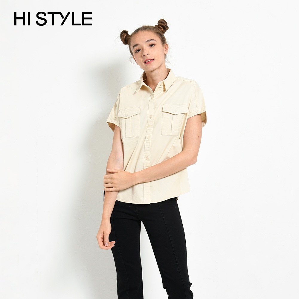 HI STYLE Women Short Sleeve Shirt - Light Khaki - FVE410408 / Kemeja ...