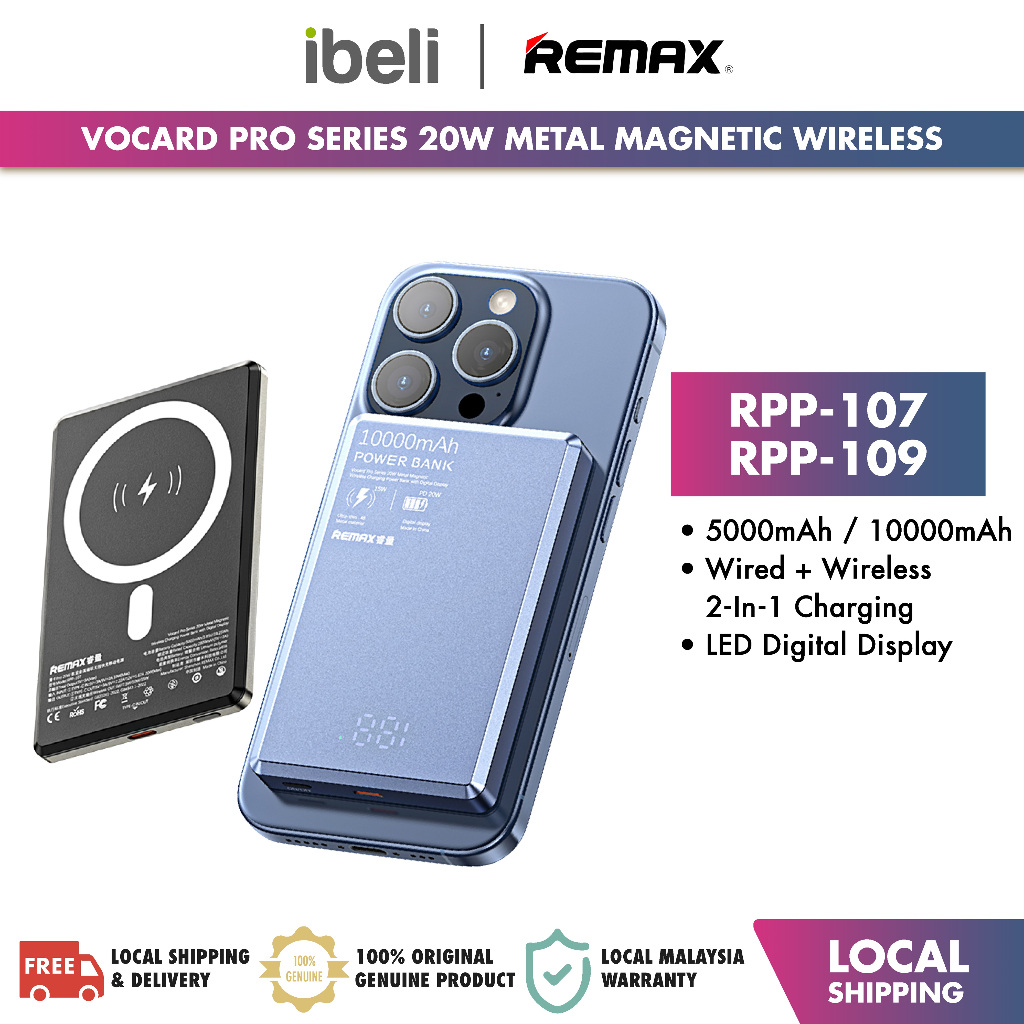 REMAX 20W Metal Magnetic Wireless Charging with Digital Display Power ...