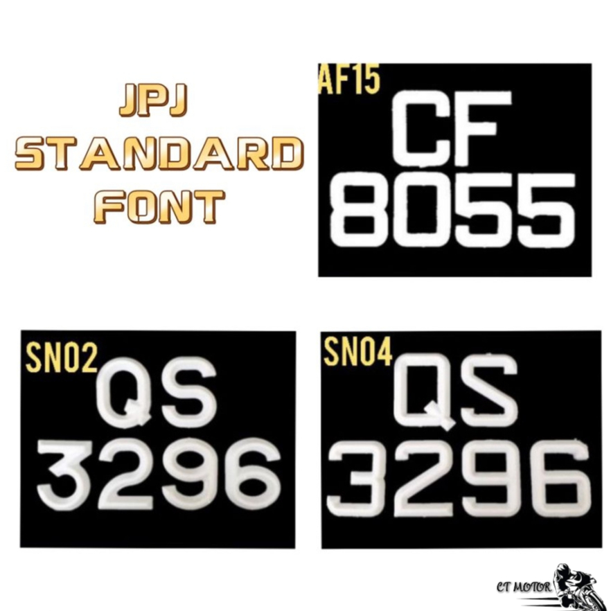 MOTORSIKAL - PLAT JPJ STANDARD FONT SAJA / HURUF SAJA ( TIDAK TERMASUK