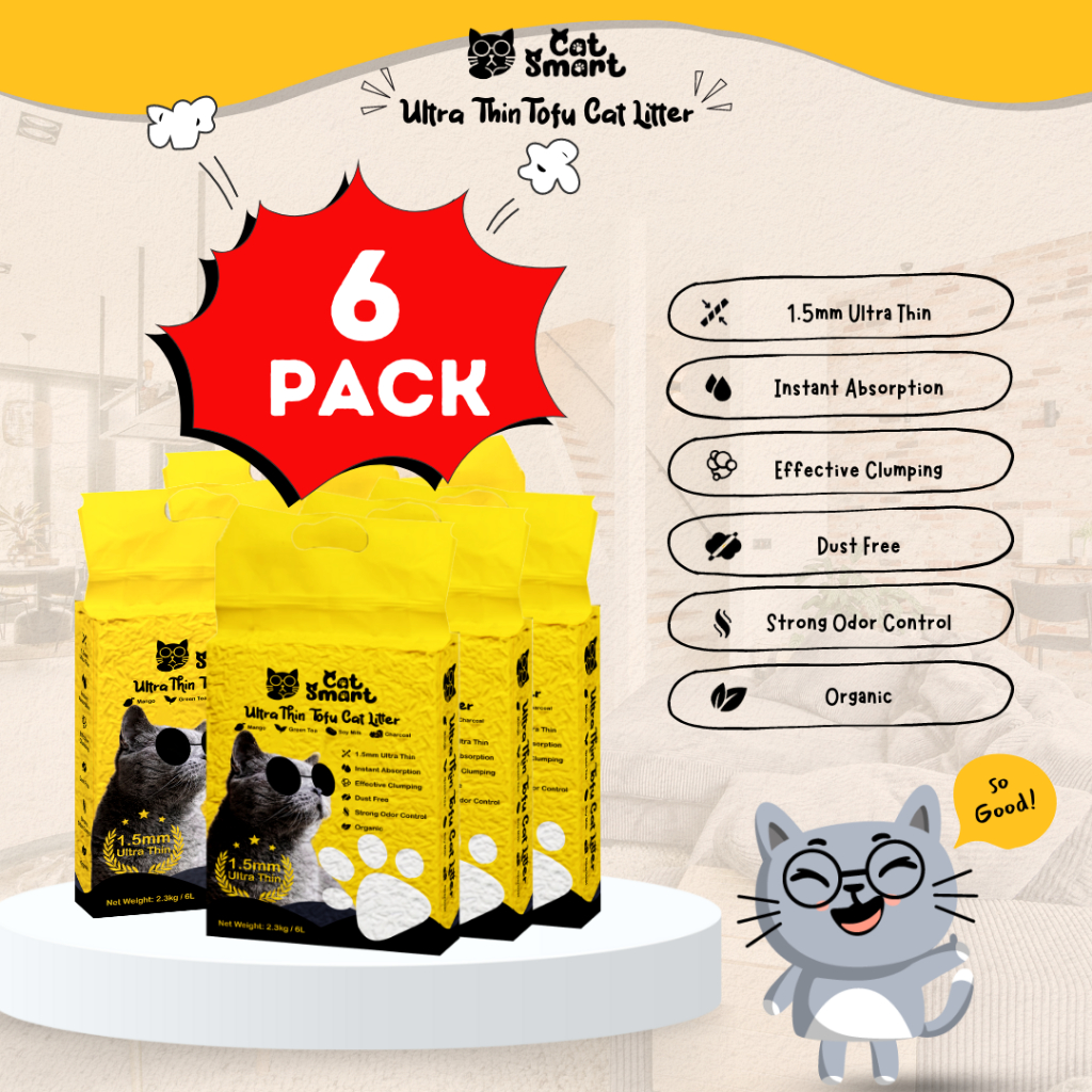 Super Odor Control 1.5mm Tofu Cat Litter | Smart Cat 豆腐猫砂 6 Pack ...