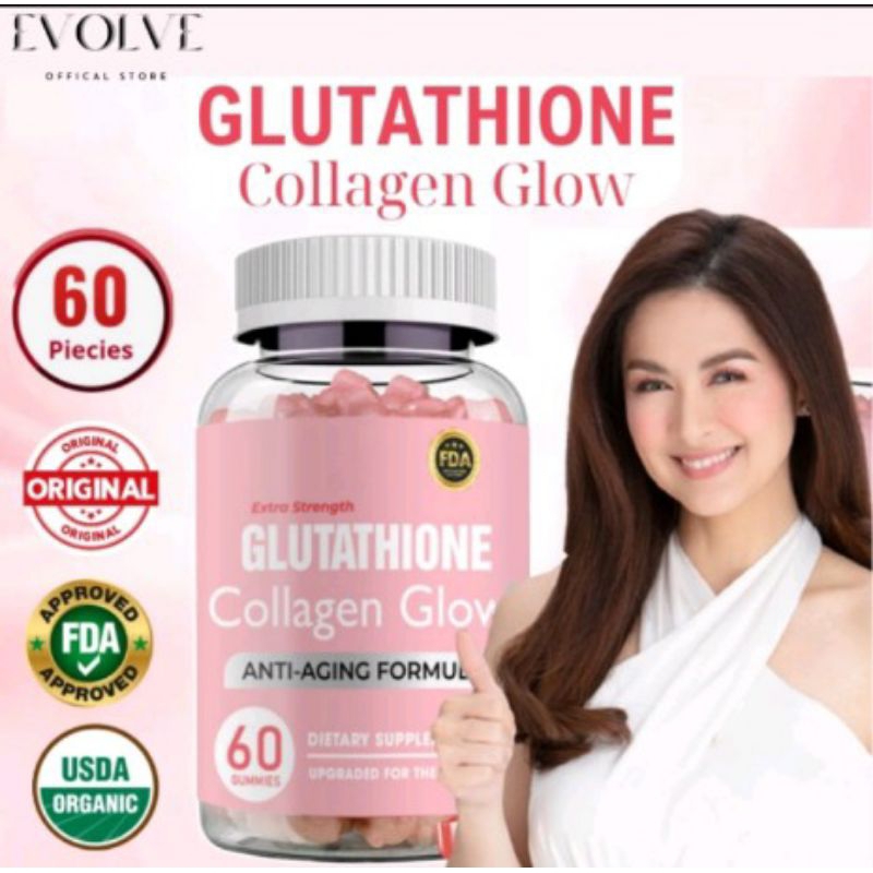 ENVY GLUTATHIONE COLLEGEN GLOW ORIGINAL GLUTATHIONE GUMMIES DENGAN COLLEGEN  ANTI-AGING WHITENING 60 | Shopee Malaysia