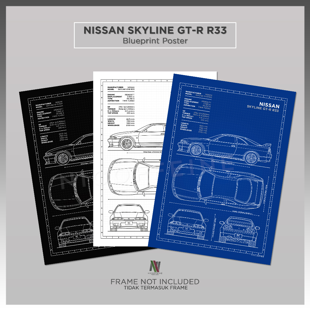 [Poster Only] Nissan Skyline GTR R33 RB26DETT Minimal Racing Sport Car ...