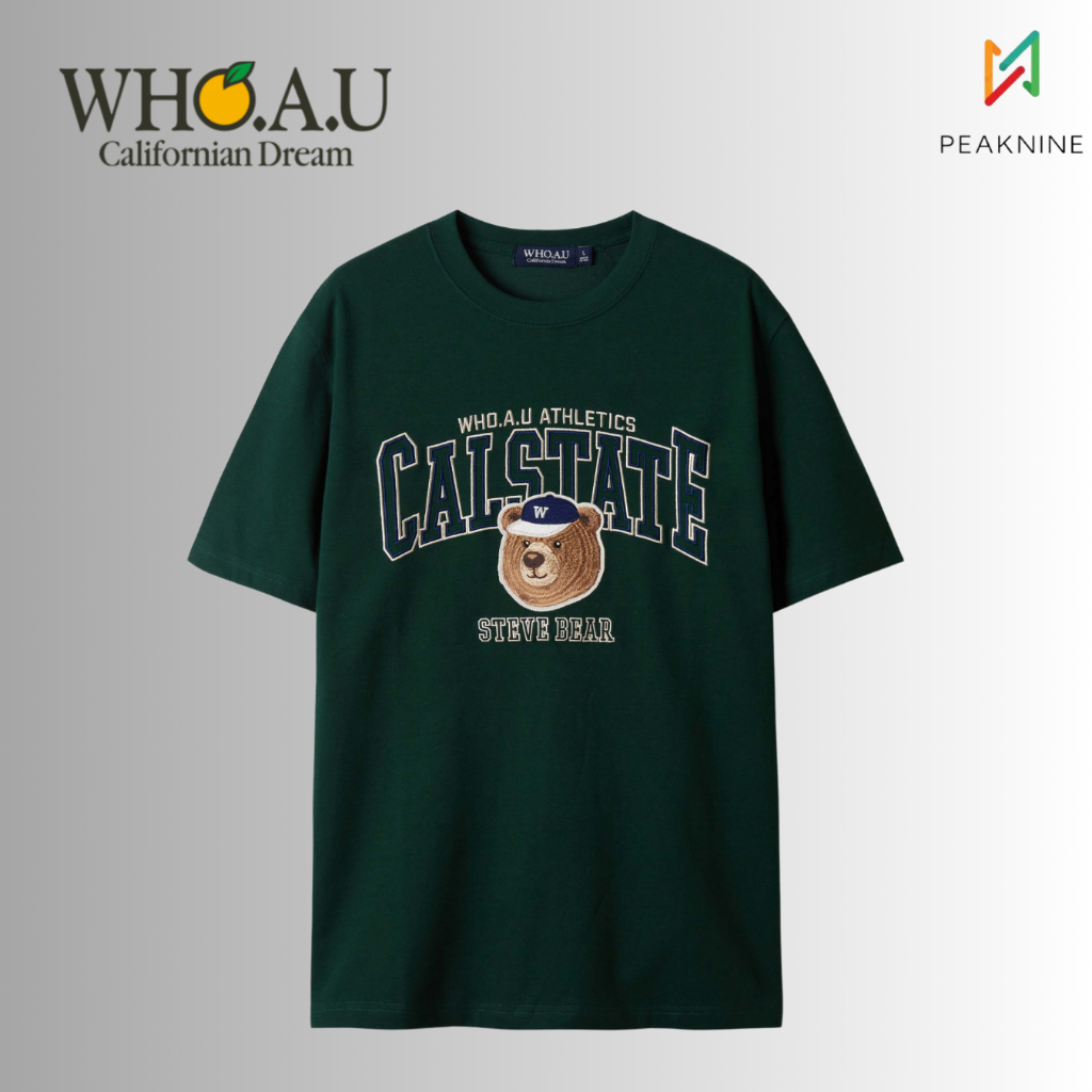 【WHO.A.U】Steve Campus Arch Letter T-shirt[B] Steve Campus Arch Letter T-shirt[B] - 후아유닷컴