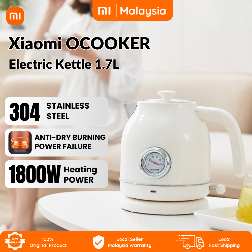 Xiaomi OCOOKER Electric Kettle Retro Thermometer displayed, 1.7L large ...