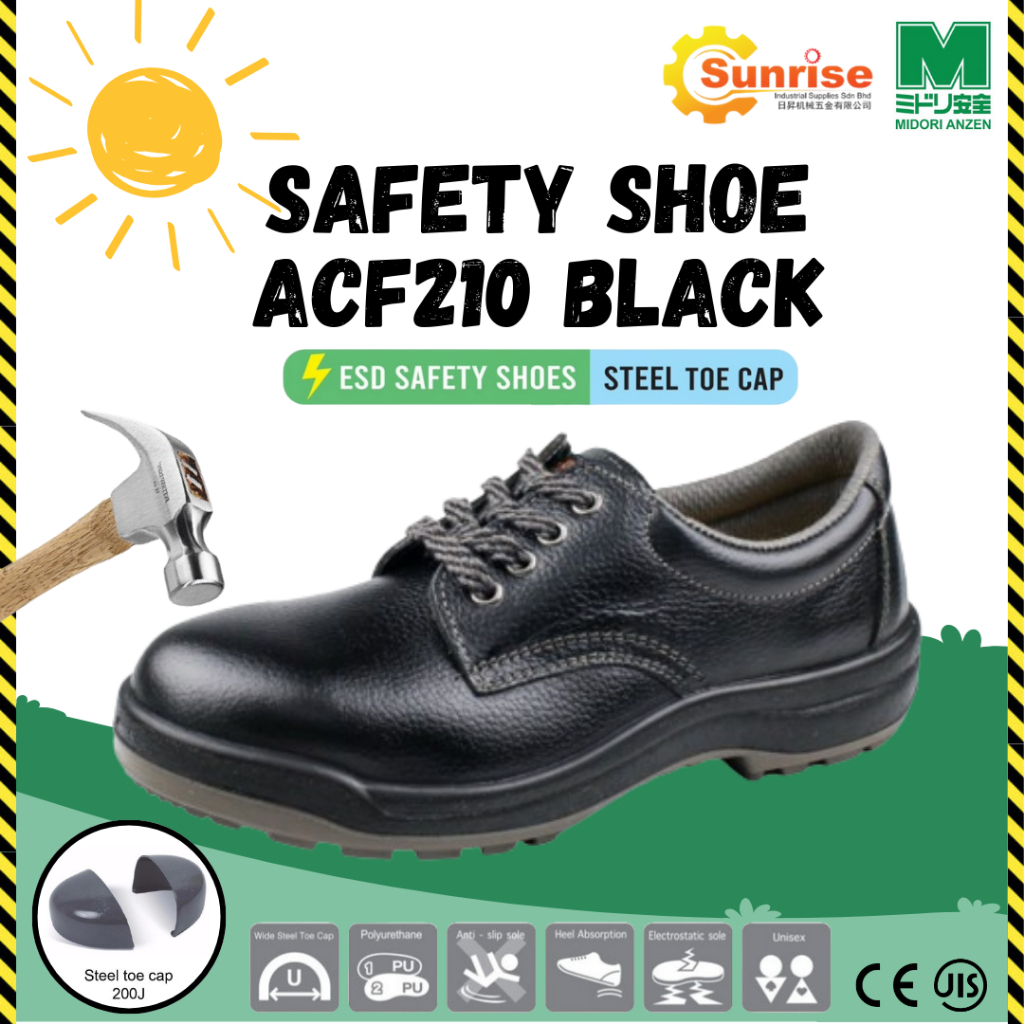 Midori Anzen Safety Shoe IN JAPAN) ACF210 BLACK ESD safety