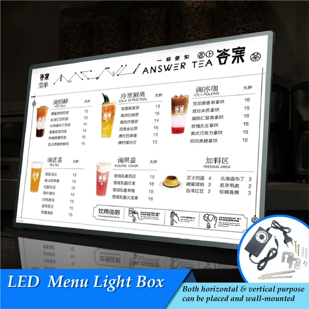 Light box price list menu LED luminous ordering card vertical ordering