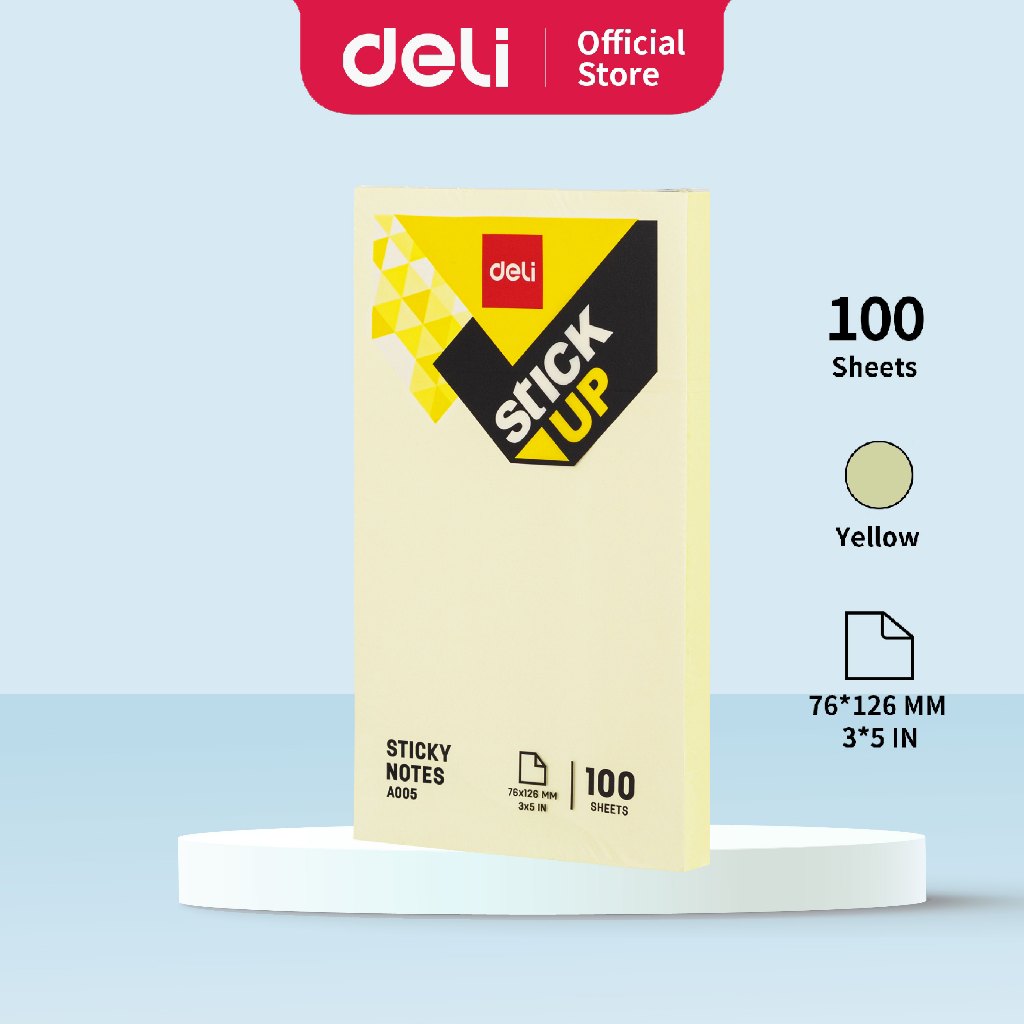Deli Memo Sticky Notes 76 Yellow Color (126mm/3