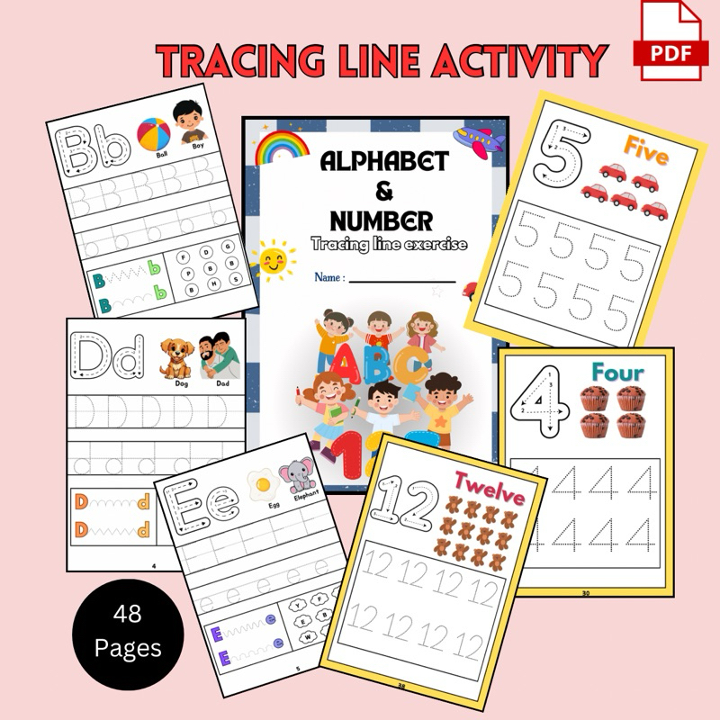 [PDF] Printable ABC & Number Tracing Activity Worksheet|Activity book ...
