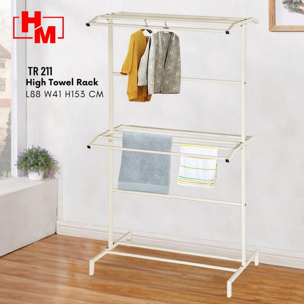 HM Home 3 Tier Carbon Steel L88cm Anti Rust Clothes Hanger Towel Hanger ...