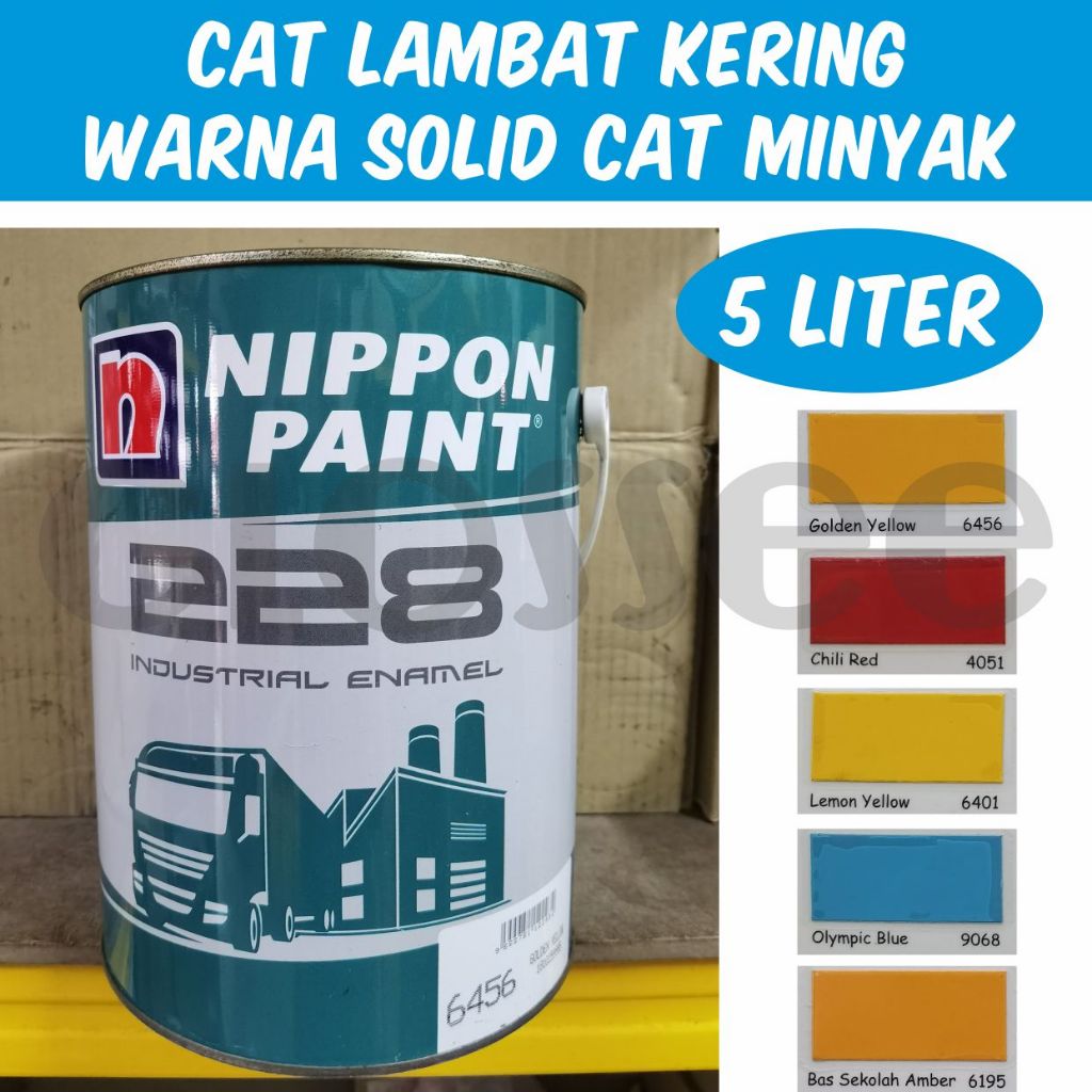 5L NIPPON PAINT 228 Industrial Enamel Cat lambat kering cat minyak