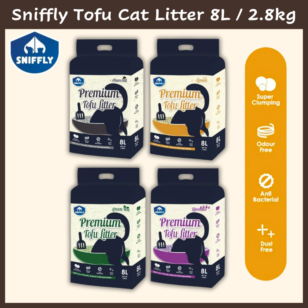 Sniffly Tofu Cat litter 8L / 2.8kg Clumping Flush Tahu Pet Pasir Kucing ...