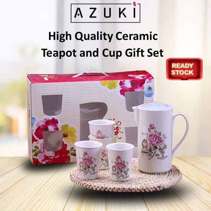AZUKI Tea Set Malay Muslim Raya Coffee Teapot Cup Print Floral Europe ...
