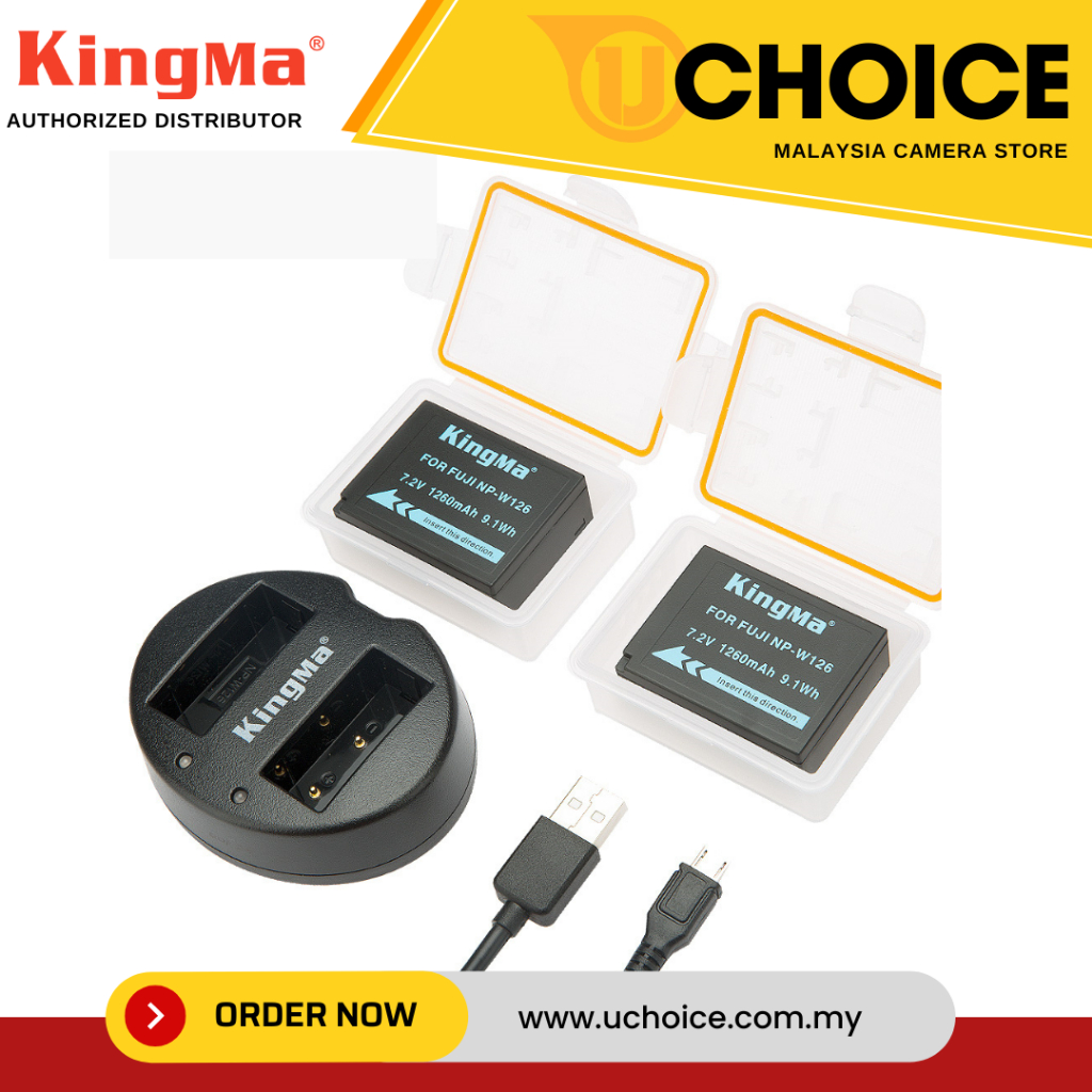 Kingma NP-W126 Battery and Dual USB Charger Kit for Fujifilm X100F