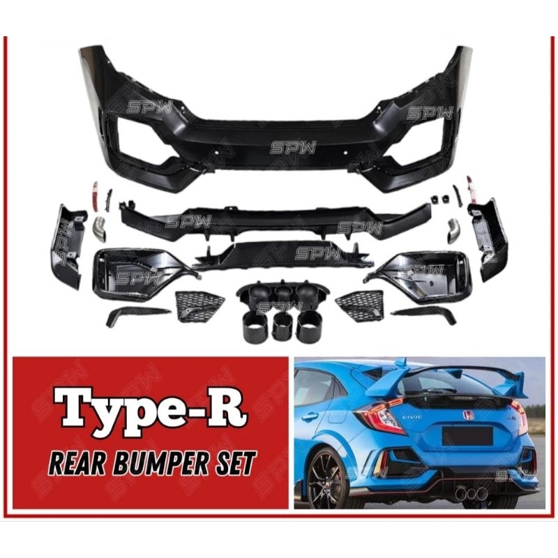 Honda Civic FC Type R 2020 Rear Bumper Fullset PP Material | Shopee ...