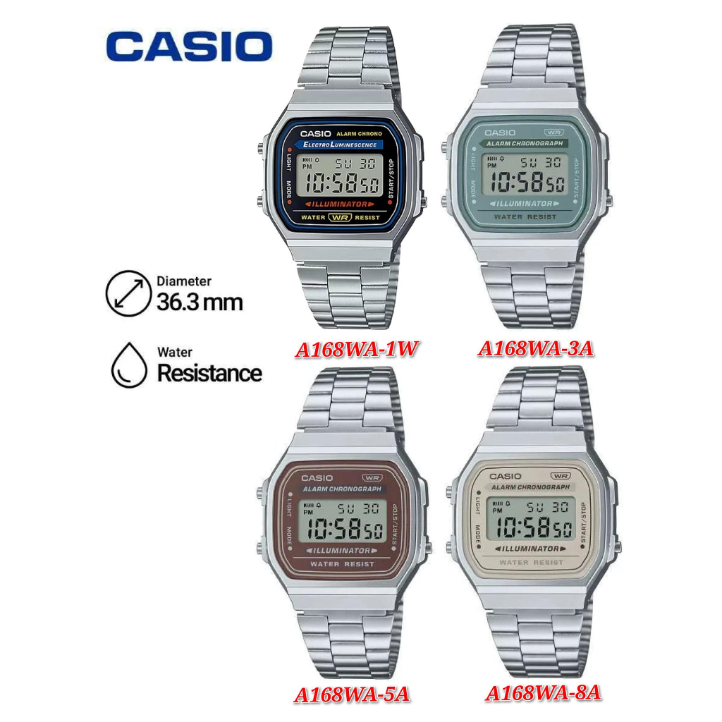 Casio Vintage Digital Silver Tone Watch A168WA-1W main image 1