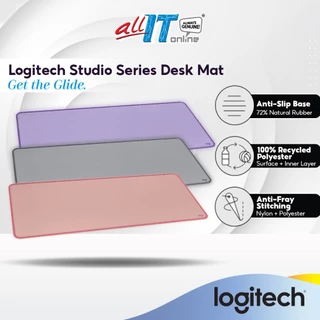 Logitech Studio Series Desk Mat with Anti-Slip Base | Spill-Resistant Design - Mid Grey / Lavender / Dark Rose